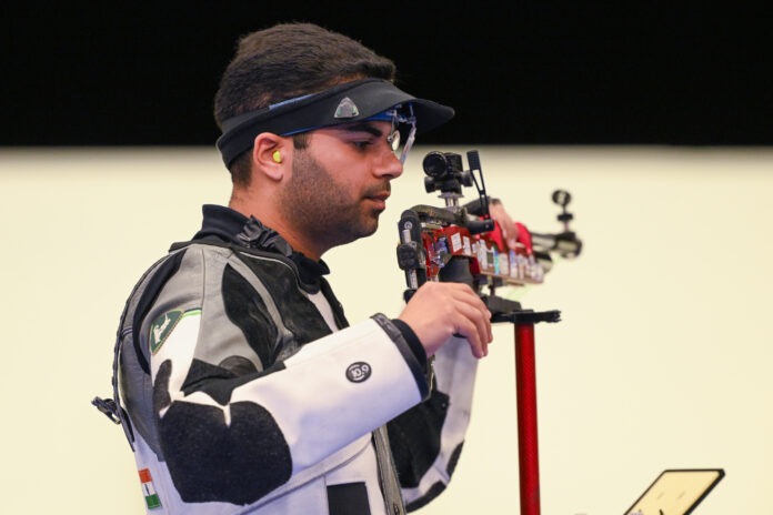 Chateauroux : India's Arjun Babuta competes in the 10m air rifle men's final at the Paris Olympics 2024